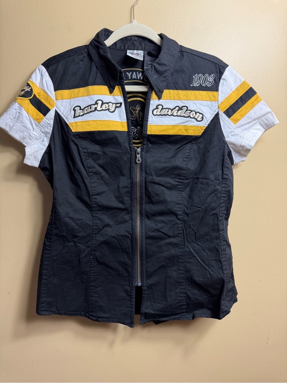 Harley Davidson Women's Speedway Spirit 03 Racing Zip Up Shirt Biker Y2K large
